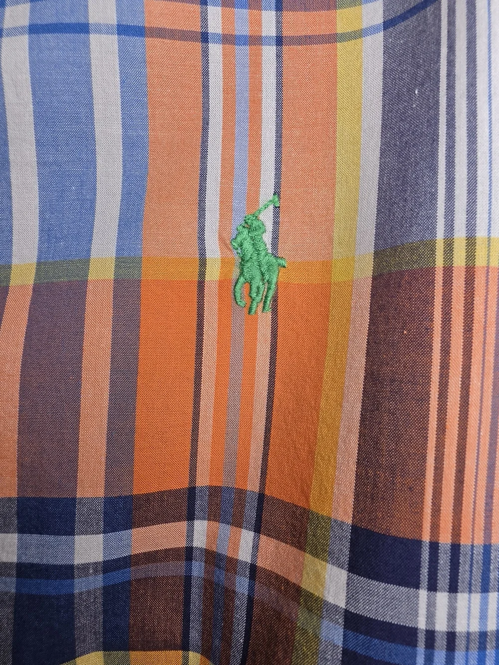 Ralph Lauren Orange & Blue Plaid Button-Down Shirt